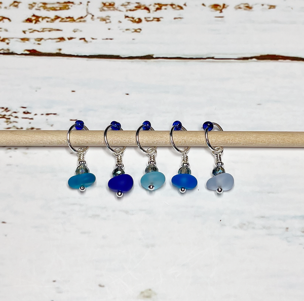 Bea's Beading Cortez Sea Glass Handmade Knitting Stitch Markers