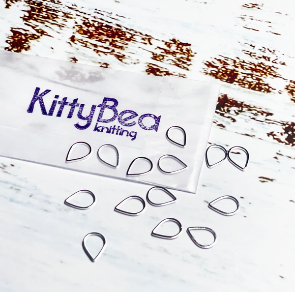 KittyBea Knitting Metal Stitch Markers Teardrop Gold Silver Snagless Snag-free