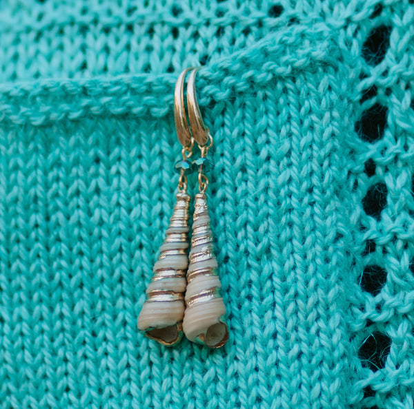 Bea's Beading Venice Handmade Gold Shell Earrings