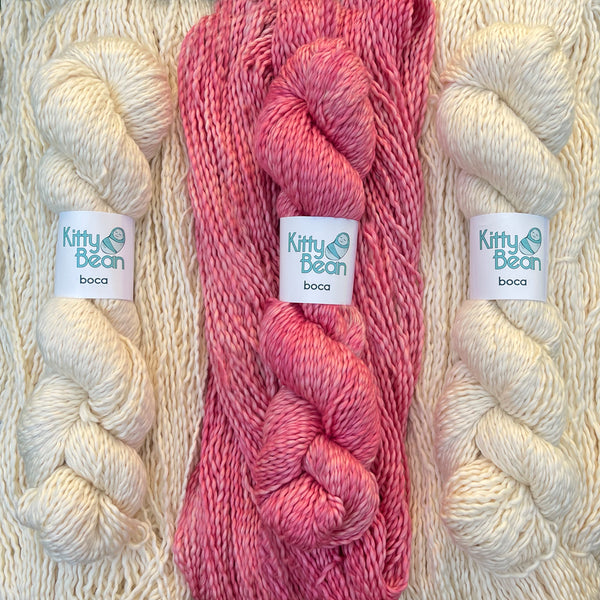 KittyBean Beanut Boca Baby Kit: Pima Cotton DK Yarn | Hand-Dyed Skeins | Layette Knitting