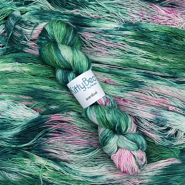 Sanibel: Superwash Merino Wool Silk Yarn | Hand-Dyed Skeins | KittyBea by the Sea