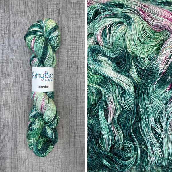 Sanibel: Superwash Merino Wool Silk Yarn | Hand-Dyed Skeins | KittyBea by the Sea