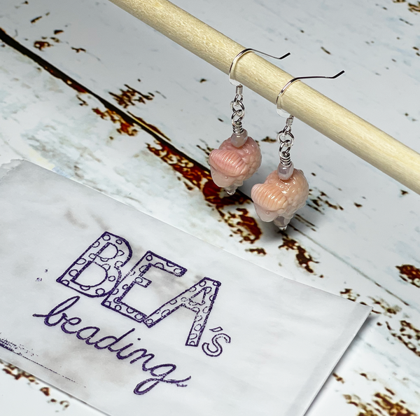 Bea's Beading Sheepie Conch Handmade Earrings