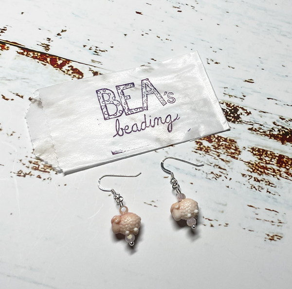 Bea's Beading Sheepie Conch Handmade Earrings