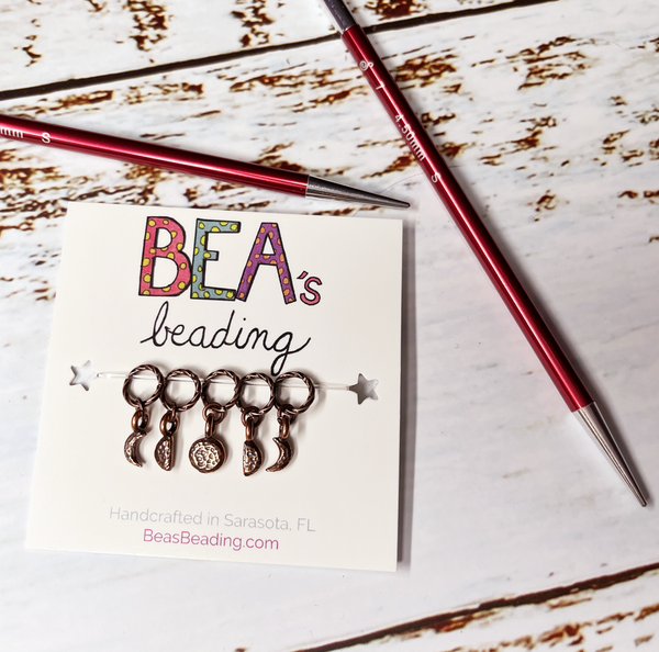 NEW! Bea's Beading Apollo Copper Handmade Knitting Stitch Markers