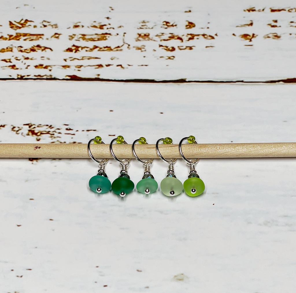 Bea's Beading Anna Maria Sea Glass Handmade Knitting Stitch Markers