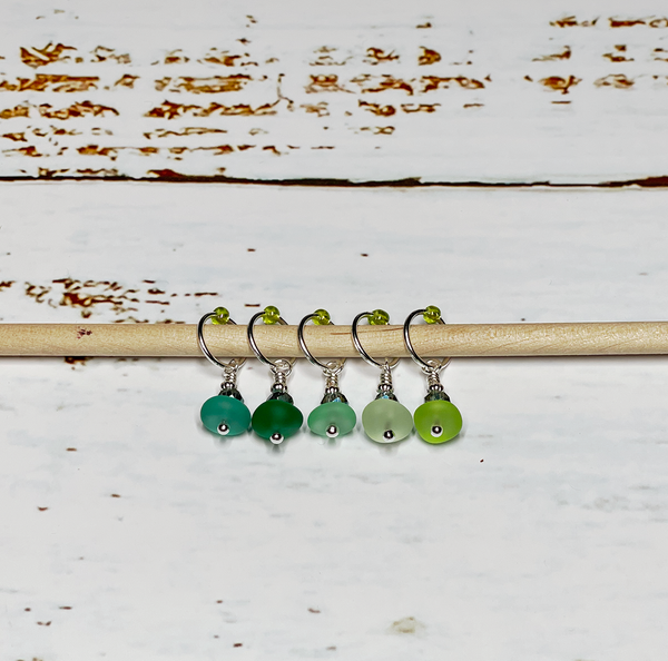 Bea's Beading Anna Maria Sea Glass Handmade Knitting Stitch Markers