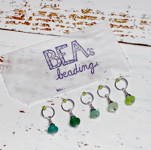 Bea's Beading Anna Maria Sea Glass Handmade Knitting Stitch Markers
