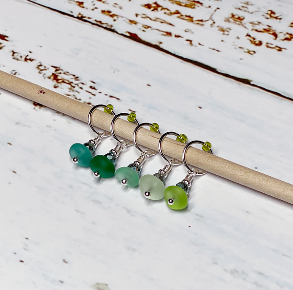 Bea's Beading Anna Maria Sea Glass Handmade Knitting Stitch Markers