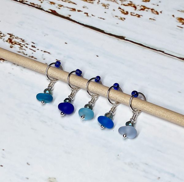 Bea's Beading Anna Maria Sea Glass Handmade Knitting Stitch Markers