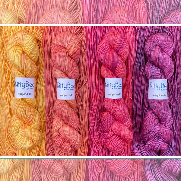 Coquina DK: Bettye's Beach Blanket Fade Kits | Superwash Merino Wool & Cotton Yarn | Hand-Dyed Skeins | KittyBea by the Sea