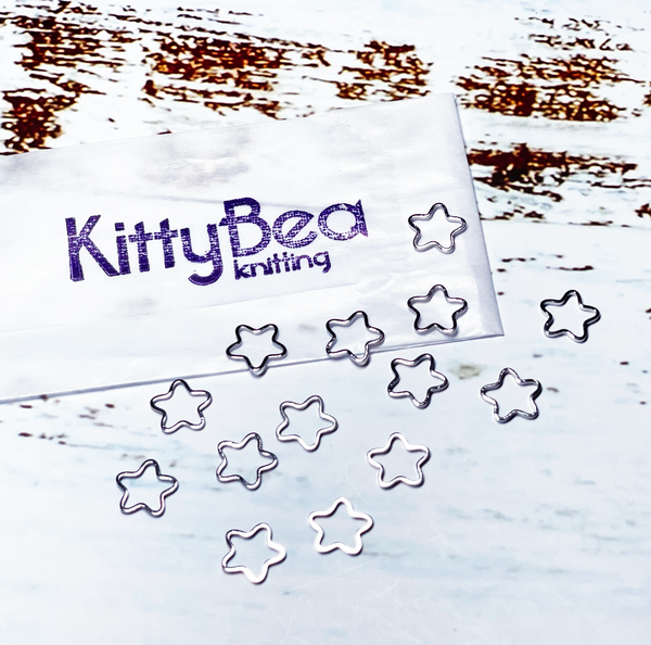 KittyBea Knitting Metal Stitch Markers Star Flower Silver Snagless Snag-free