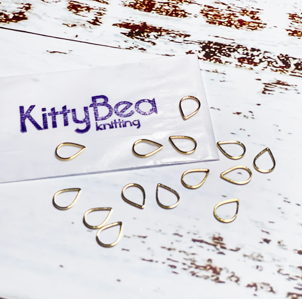 KittyBea Knitting Metal Stitch Markers Teardrop Gold Silver Snagless Snag-free