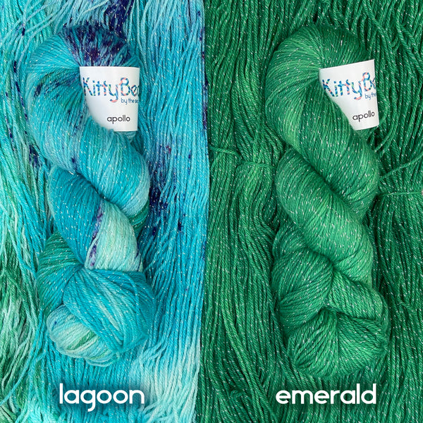 Apollo: Superwash Merino Nylon Lurex | KittyBea by the Sea | Hand-Dyed Knitting Crochet Yarn