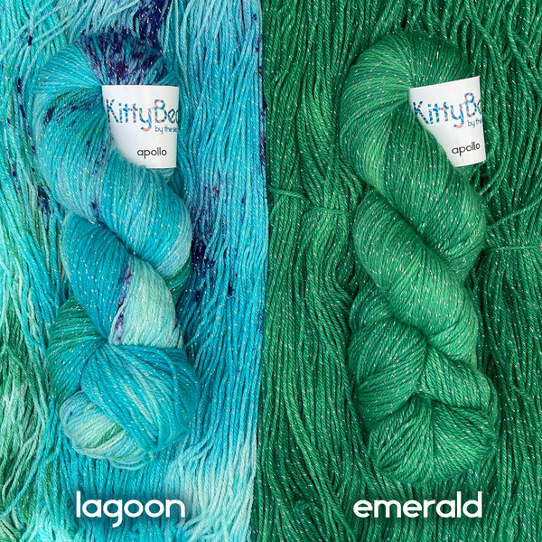 CLEARANCE Apollo: KittyBea by the Sea | Hand-Dyed Knitting Crochet Yarn | Superwash Merino Nylon Lurex