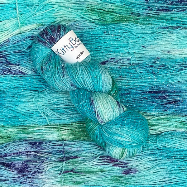 Apollo: Superwash Merino Nylon Lurex | KittyBea by the Sea | Hand-Dyed Knitting Crochet Yarn