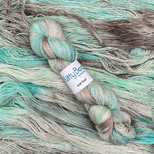 Sanibel: Superwash Merino Wool Silk Yarn | Hand-Dyed Skeins | KittyBea by the Sea