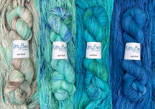 Sanibel: Superwash Merino Wool Silk Yarn | Hand-Dyed Skeins | KittyBea by the Sea