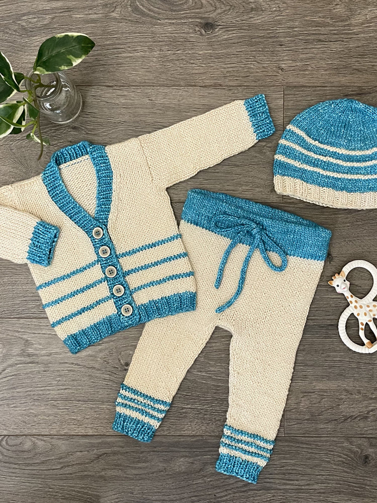 KittyBean Beanut Baby Layette Set | Cardigan Pants Hat | KittyBea Knitting Pattern Download