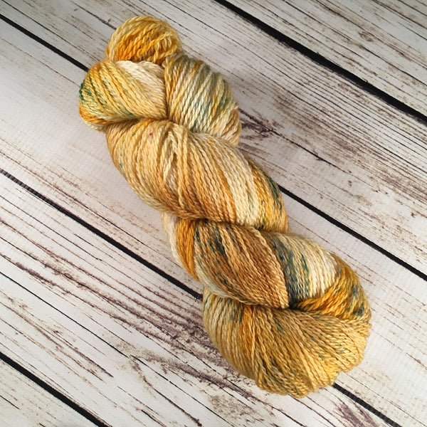 Goldenrod Casey Superwash Merino Wool Yarn Hand-Dyed by Kitty Bea Knitting