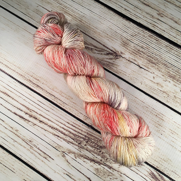 Fruitville Sanibel Superwash Merino Wool Silk Yarn Single Ply Hand-Dyed by Kitty Bea Knitting